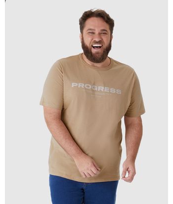 Camiseta Masculina Plus Size Progress Em Algodão