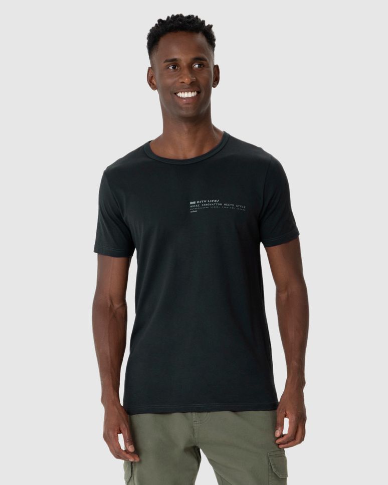 Camiseta Masculina Estampa Lettering Frontal Em Algodão