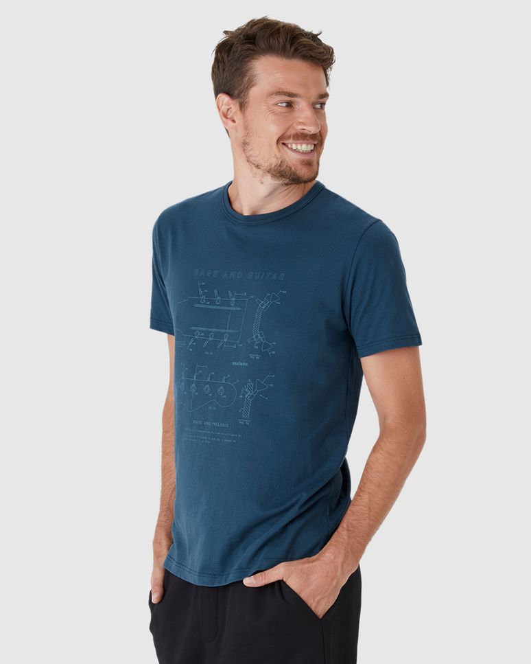 Camiseta Masculina Estampa Frontal Manga Curta Em Algodão