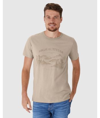 Camiseta Masculina Estampa Frontal Manga Curta Em Algodão