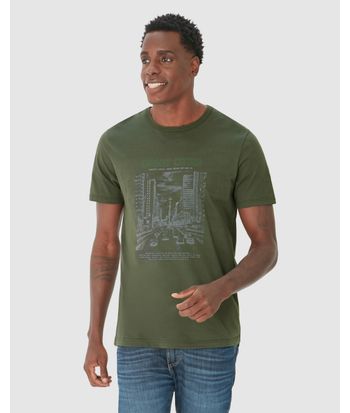 Camiseta Masculina Estampa Frontal Manga Curta Em Algodão