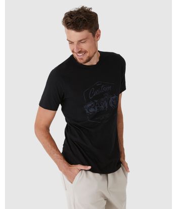 Camiseta Masculina Estampa Frontal Manga Curta Em Algodão
