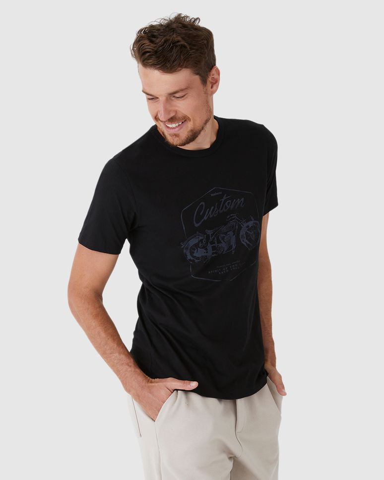 Camiseta Masculina Estampa Frontal Manga Curta Em Algodão