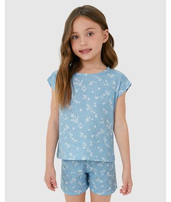 Pijama Infantil Menina Manga Curta Estampado Em Algodão Malwee Kids