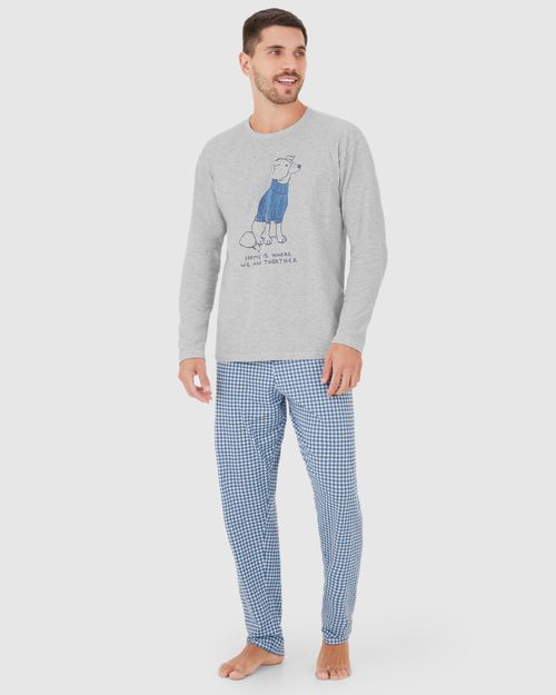 Pijama Longo Masculino Home Is Where We Are Together Em Algodão