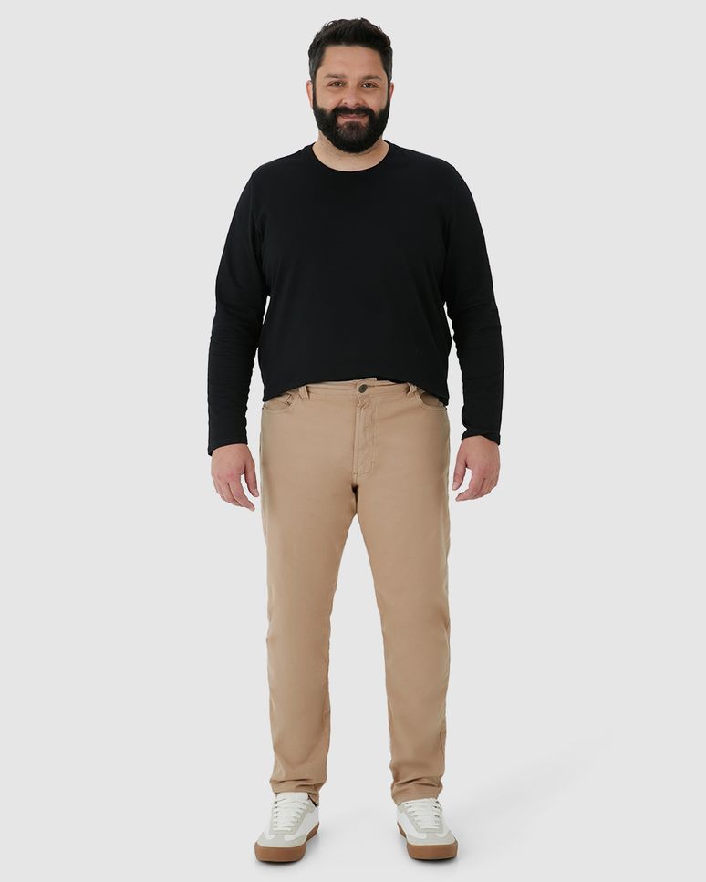 Calça Masculina Plus Size Skinny Em Sarja Com Elastano