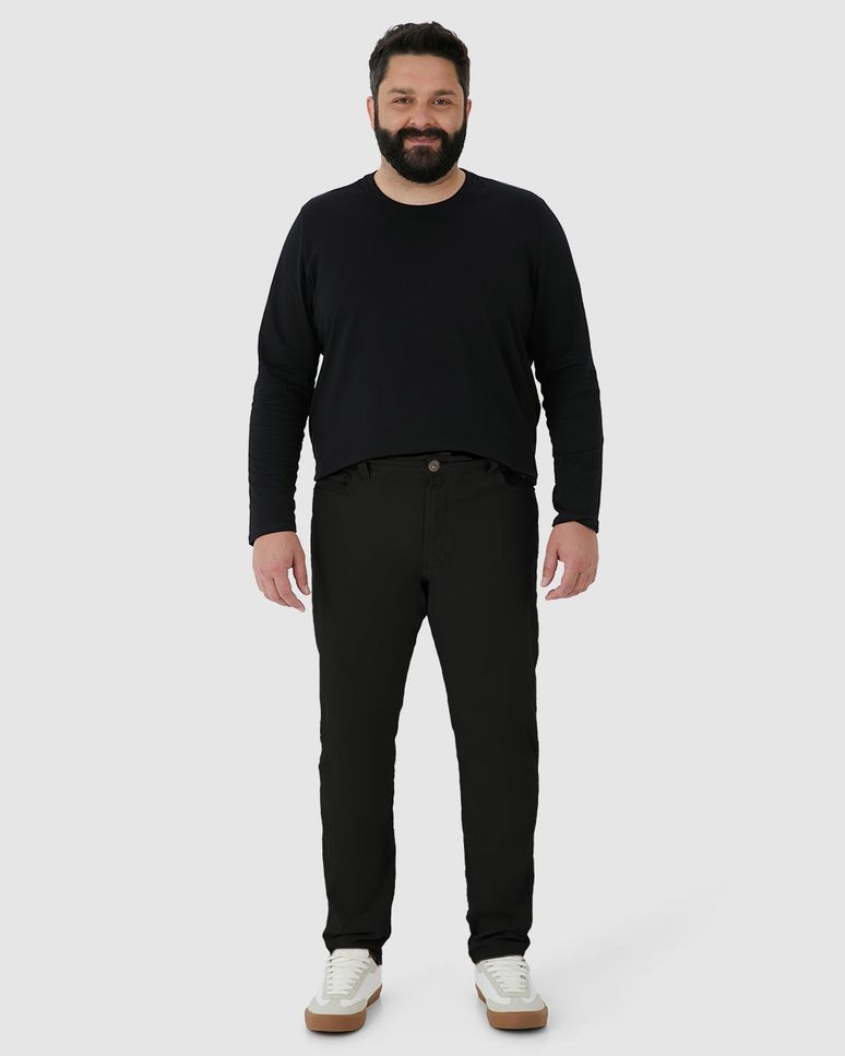 Calça Masculina Plus Size Skinny Em Sarja Com Elastano