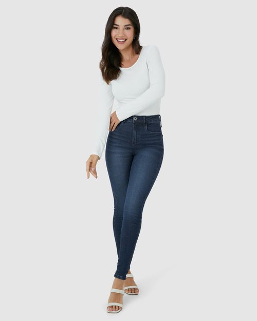 Calça Skinny Feminina Cintura Alta Elástico Interno Em Flex Jeans