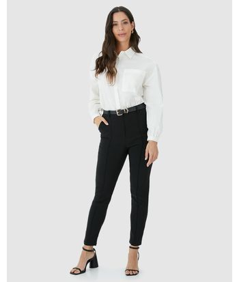 Calça Slim Feminina Alfaiataria Em Viscose Com Elastano