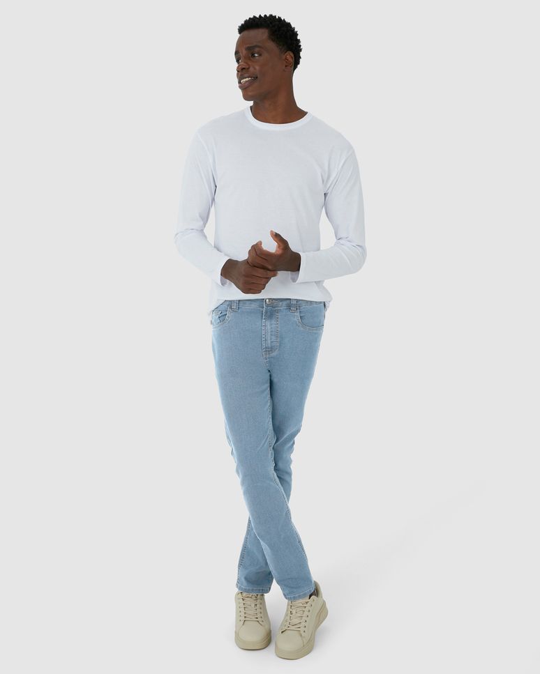 Calça Masculina Slim Cintura Média Em Flex Jeans
