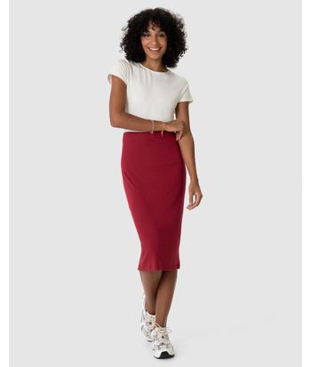 Saia Midi Feminina Em Malha Viscose Canelada