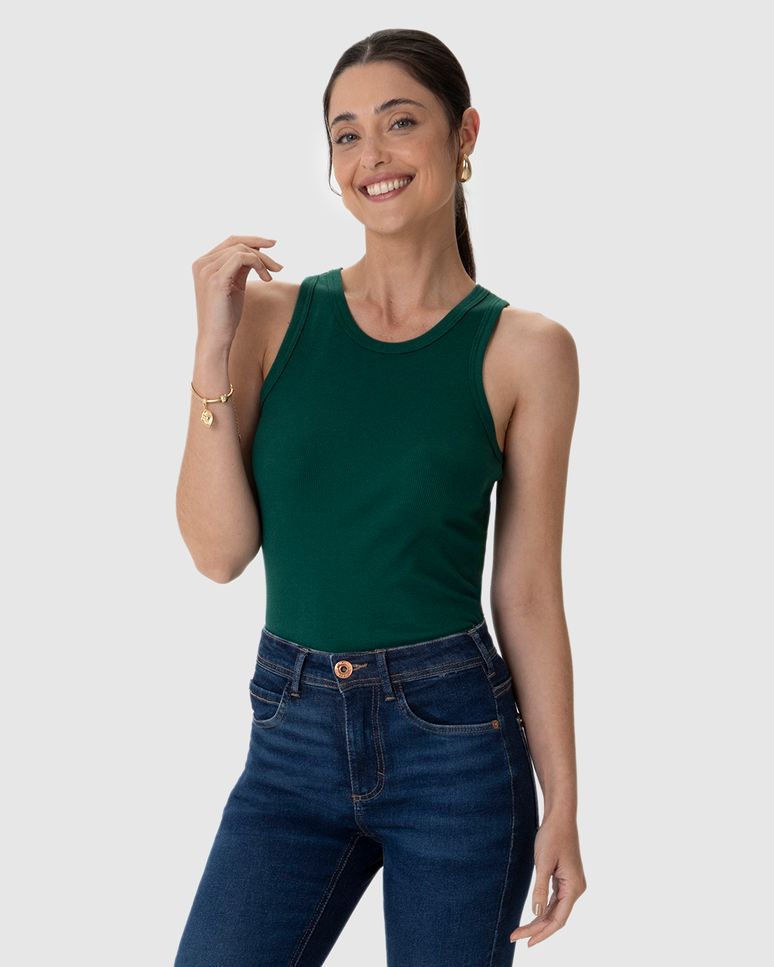 Regata Básica Feminina Decote U Em Ribana