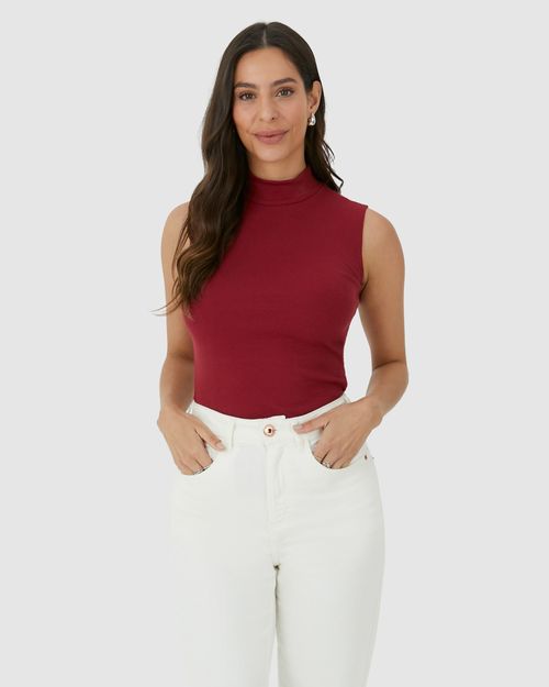 Regata Básica Feminina Gola Alta Em Ribana
