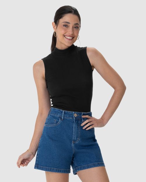 Regata Básica Feminina Gola Alta Em Ribana