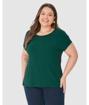Blusa Básica Feminina Plus Size Manga Japonesa Em Viscose Stretch