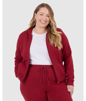 Jaqueta Básica Feminina Plus Size Em Moletom Stretch Flanelado