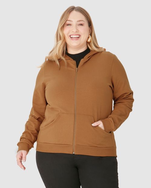 Jaqueta Básica Feminina Plus Size Em Moletom Stretch Flanelado