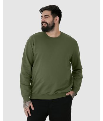 Blusão Básico Masculino Plus Size Decote Redondo Em Moletom Flanelado