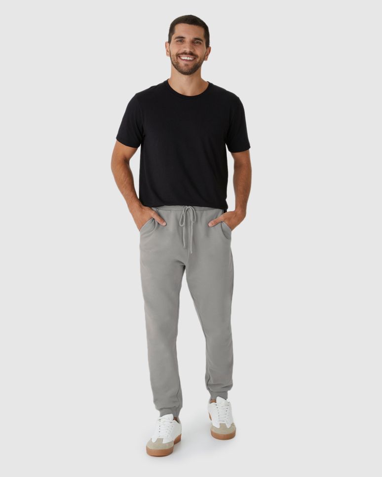 Calça Básica Masculina Jogger Em Moletom Flanelado