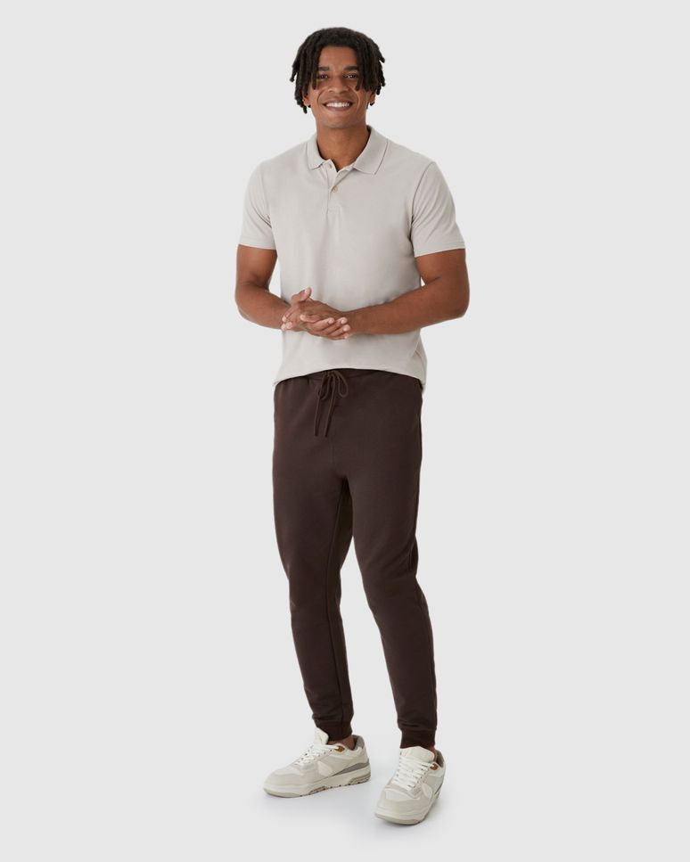 Calça Básica Masculina Jogger Em Moletom Flanelado