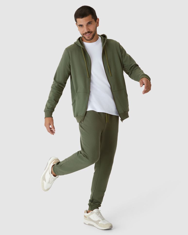 Calça Básica Masculina Jogger Em Moletom Flanelado