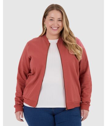 Jaqueta Básica Feminina Plus Size Gola Canelada Em Moletom Flanelado