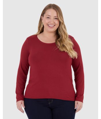 Blusa Básica Feminina Plus Size Decote Redondo Em Viscose Stretch