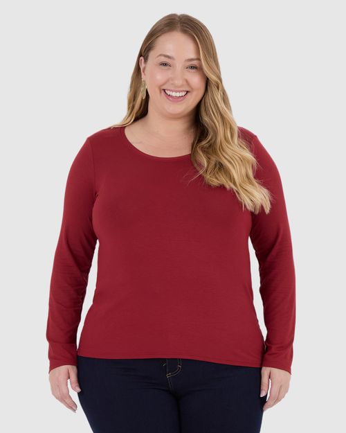 Blusa Básica Feminina Plus Size Decote Redondo Em Viscose Stretch