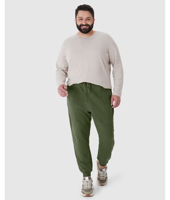 Calça Básica Masculina Plus Size Jogger Em Moletom