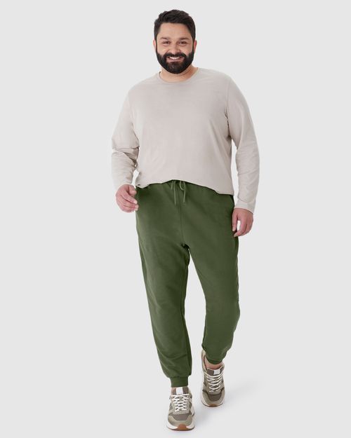 Calça Básica Masculina Plus Size Jogger Em Moletom