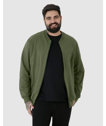 Jaqueta Básica Masculina Plus Size Com Zíper Em Moletom Flanelado
