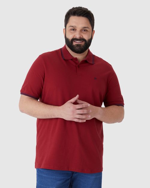 Camisa Polo Masculina Plus Size Peitilho Frontal Em Piquet Stretch