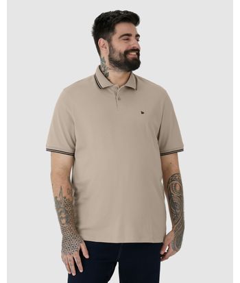 Camisa Polo Masculina Plus Size Peitilho Frontal Em Piquet Stretch