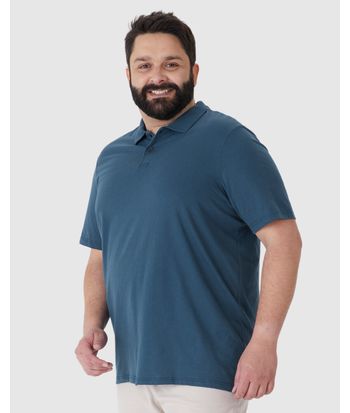 Camisa Polo Básica Masculina Plus Size Em Algodão