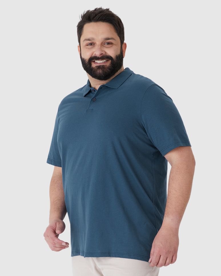 Camisa Polo Básica Masculina Plus Size Em Algodão
