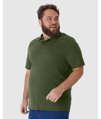 Camisa Polo Básica Masculina Plus Size Em Algodão
