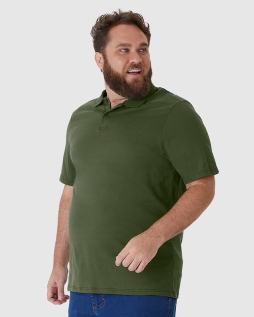 Camisa Polo Básica Masculina Plus Size Em Algodão