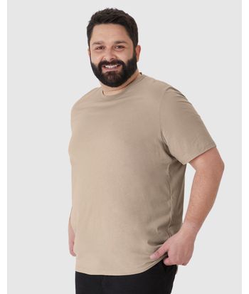 Camiseta Básica Masculina Plus Size Decote Redondo Em Algodão