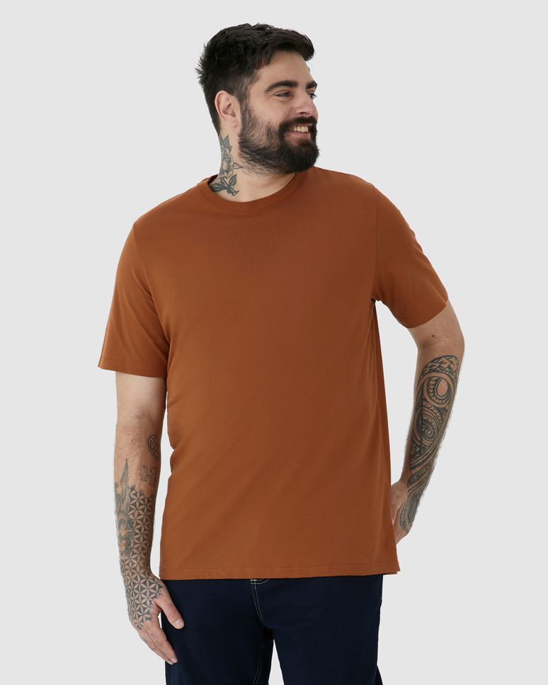 Camiseta Básica Masculina Plus Size Decote Redondo Em Algodão