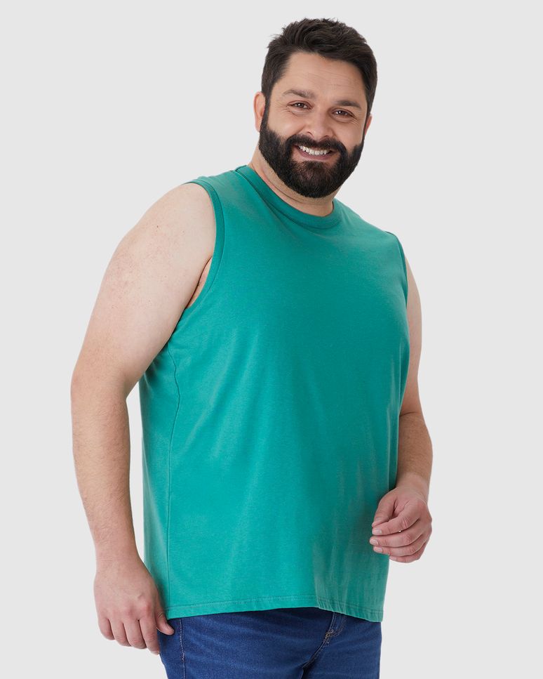 Regata Básica Masculina Plus Size Cava Ajustada Em Algodão
