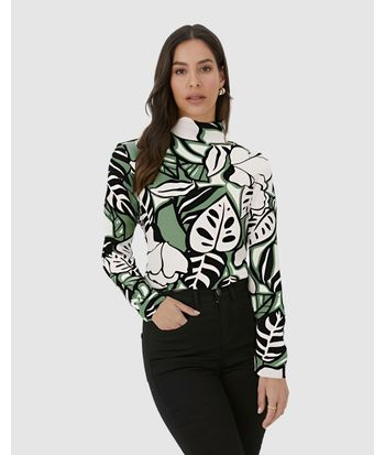 Blusa Básica Feminina Gola Alta Em Viscose Stretch
