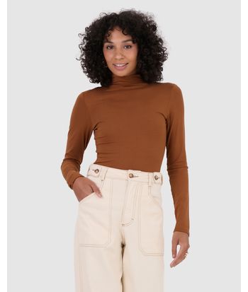 Blusa Básica Feminina Gola Alta Em Viscose Stretch