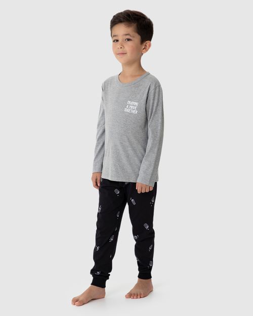 Pijama Infantil Menino Manga Longa Enjoying A Movie Together Malwee Kids