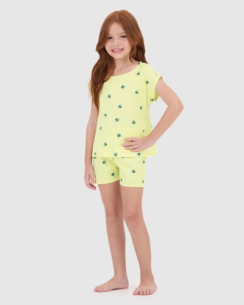 Pijama Infantil Menina Manga Curta Estampado Em Algodão Malwee Kids
