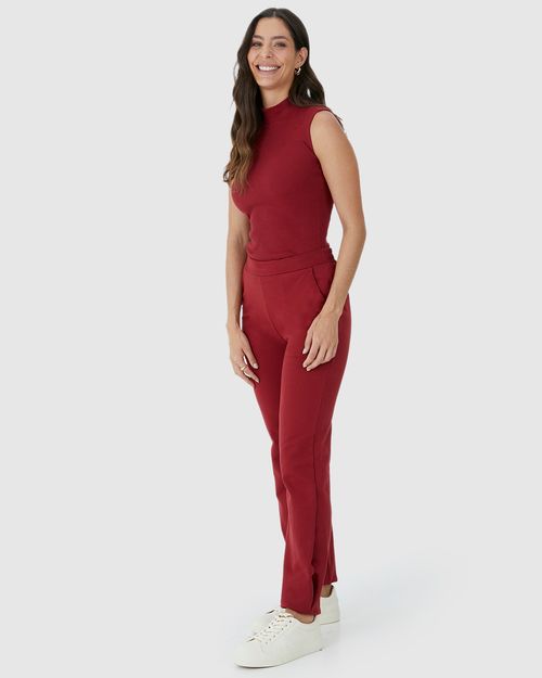 Calça Feminina Carrot Barra Com Prega Em Moletom Stretch Flanelado