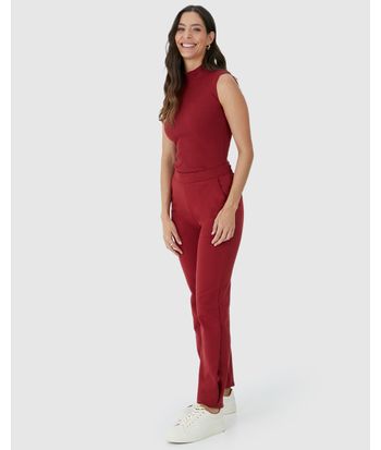 Calça Feminina Carrot Barra Com Prega Em Moletom Stretch Flanelado