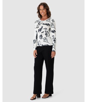 Blusa Feminina Estampada Decote Redondo Manga Longa Em Viscose Stretch
