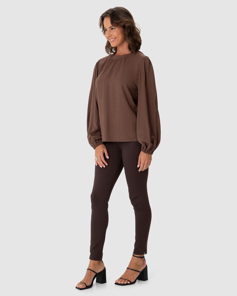 Blusa Ampla Feminina Manga Longa Bufante Em Viscolinho