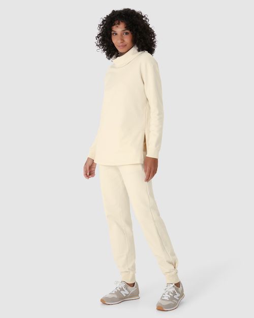 Blusão Feminino Alongado Fenda Lateral Em Moletom Stretch Flanelado