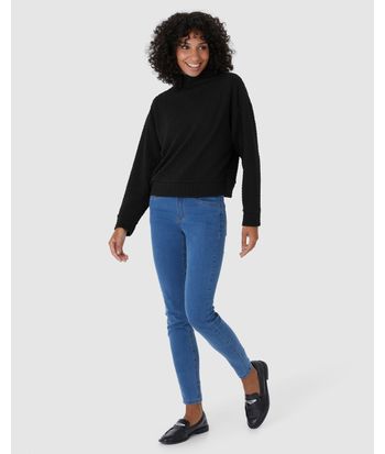Blusão Amplo Feminino Gola Alta Em Jacquard Texturizado